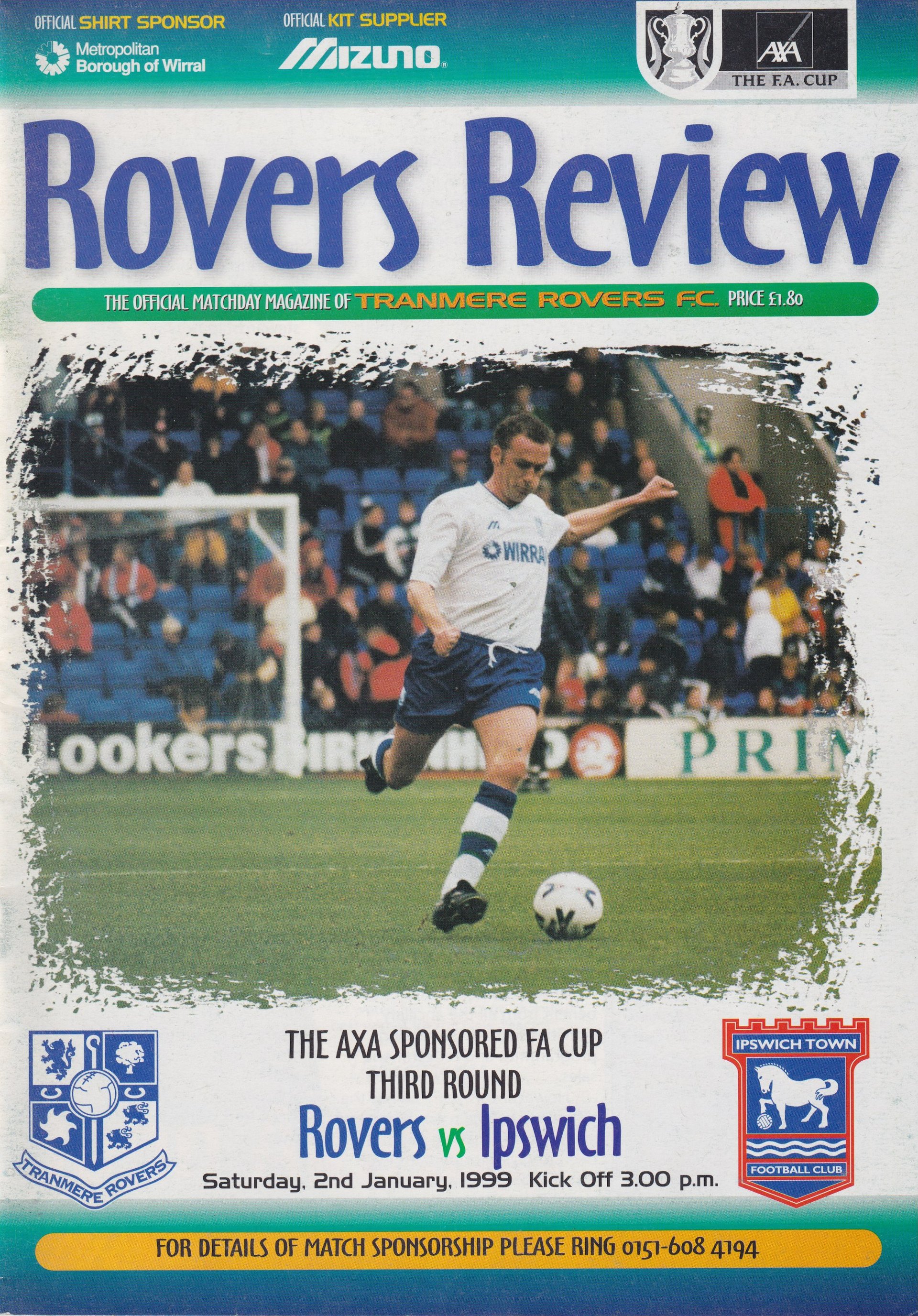 Tranmere Rovers v Ipswich Town match programme